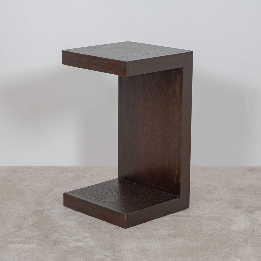 Amble Brown Oak Wood End Table - Brown Oak Wood Chair Side Table - Oakmaat - End Table